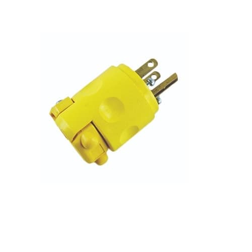 NovaLux 15 Amp Dead Front Plug, NEMA 5-15P, 2-Pole, 3-Wire, 125V, Yellow