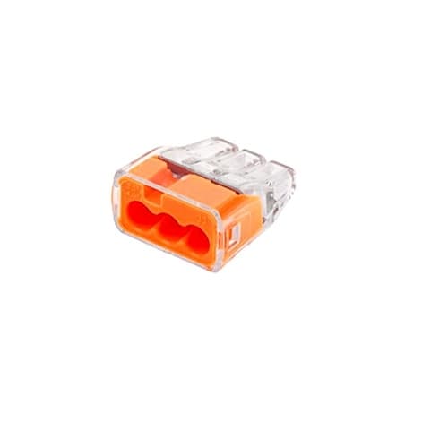 NovaLux 3-Port Push-In Wire Connector, Orange