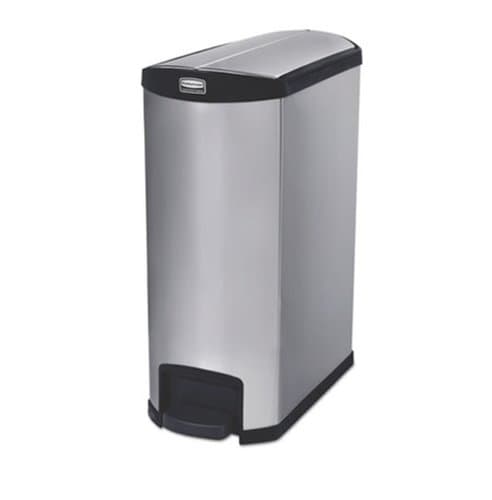 Rubbermaid Slim Jim Stainless Steel Step-on Trashcan End Step Style, 24 gal, Black