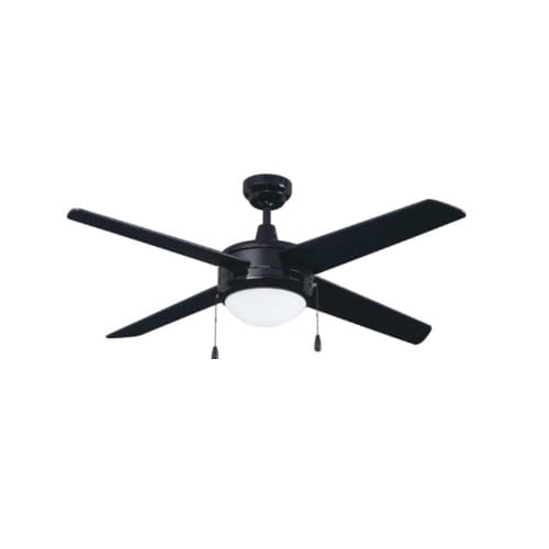 Royal Pacific 50-in 62W Europa Ceiling Fan w/ E26 Kit, 4-Black Blades, Black