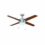 Royal Pacific 50-in 62W Europa Ceiling Fan w/ E26 Kit, 4-Walnut Blades, Nickel