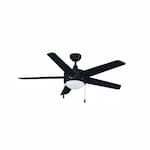 Royal Pacific 50-in 60W Mirage Ceiling Fan w/ LED Kit, 5-Matte BLK Blades, Matte BLK