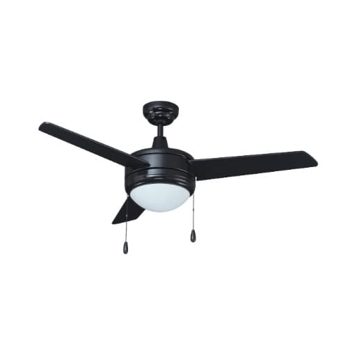 Royal Pacific 44-in 48W Contempo II Ceiling Fan w/ E26 Kit, 3-Black Blades, Black