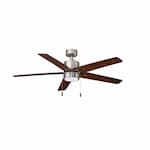 Royal Pacific 52-in 59W Aldea V Ceiling Fan w/ LED Kit, 5-Walnut Blades, Nickel