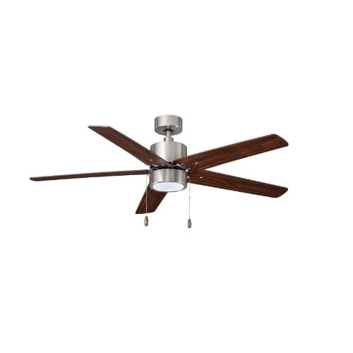 Royal Pacific 52-in 59W Aldea V Ceiling Fan w/ LED Kit, 5-Walnut Blades, Nickel