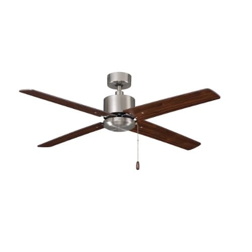 Royal Pacific 52-in 57W Aldea Ceiling Fan, 4-Walnut Blades, Brushed Nickel