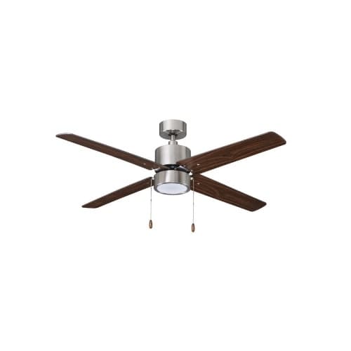 Royal Pacific 52-in 58W Aldea Ceiling Fan w/ LED Kit, 4-Walnut Blades, Nickel