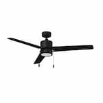 Royal Pacific 52-in 57W Aldea II Ceiling Fan w/LED Kit, 3-Matte Black Blades, Matte BLK