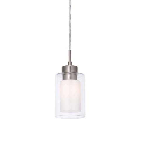 Royal Pacific 9W LED Pendant Light w/ Clear & White Glass, E26, 120V, 3000K, Nickel