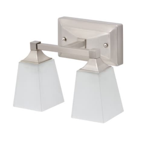 Royal Pacific 15W LED Vanity Light, Square, 2-Light, 1127 lm, 120V, 3000K, Nickel