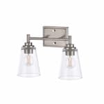 Royal Pacific 17W LED Vanity Light w/ Tapered Glass, E26, 2-Light, 120V, 3000K, NKL