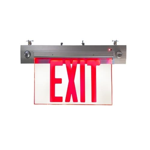 Royal Pacific Recessed Emergency Exit Light Combo, Single Face, 120V-277V, Red