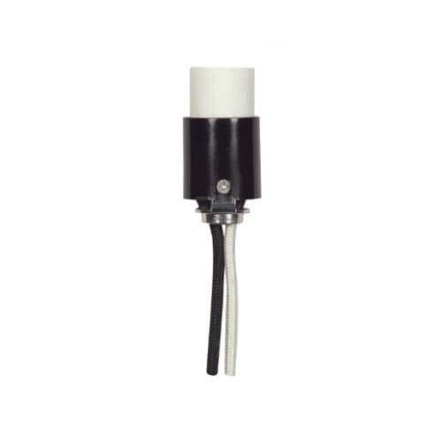 Satco 75W Porcelain Candelabra Socket w/ 24-in Leads, 125V, Black/ White