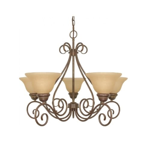 Nuvo 60W Castillo Series Chandelier w/ Champagne Glass, 5 Lights, Arm Up, Sonoma Bronze