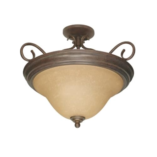 Nuvo 60W Castillo Series Semi Flush Ceiling Light w/ Champagne Washed Glass, Sonoma Bronze