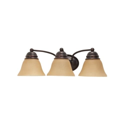 Nuvo 21" 100W Empire Series Vanity Light w/ Champagne Glass, 3 Lights, Mahogany Bronze