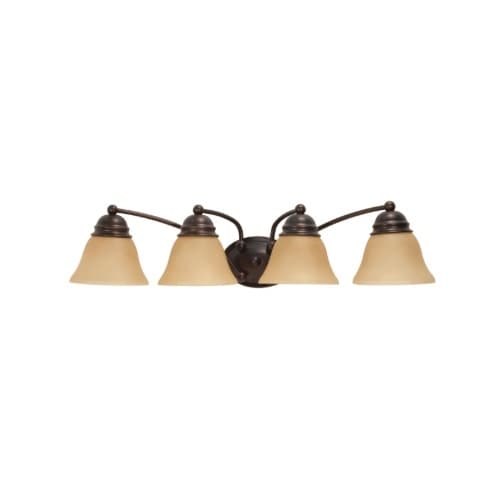 Nuvo 100W Empire Series Vanity Light w/ Champagne Washed Glass, 4 Lights, Mahogany Bronze