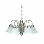 Nuvo 60W Chandelier w/ Alabaster Glass, 5 Lights, Brushed Nickel