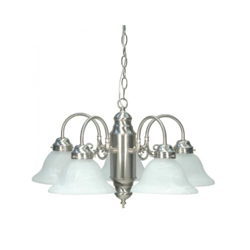 Nuvo 60W Chandelier w/ Alabaster Glass, 5 Lights, Brushed Nickel