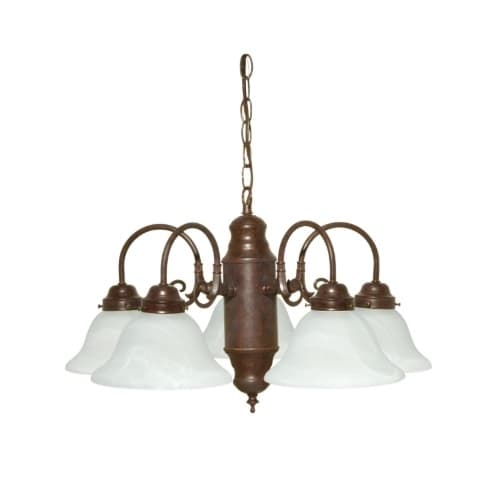 Nuvo 60W Chandelier w/ Alabaster Glass, 5 Lights, Old Bronze