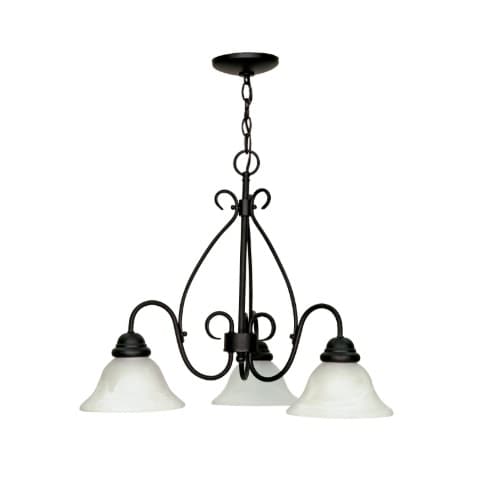 Nuvo 60W Castillo Series Chandelier w/ Alabaster Swirl Glass, 3 Lights, Black