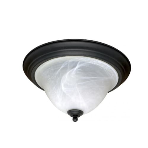 Nuvo 60W Castillo Flush Mount Light w/ Alabaster Swirl Glass, 2 Light, Textured Flat Black