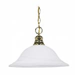 Nuvo 100W 16-in Hanging Pendant Fixture w/ Alabaster Glass, 1 Light, Polished Brass