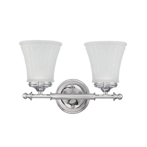 Nuvo 100W Teller Series Vanity Light w/ Frosted Etched Glass, 2 Lights, Polished Chrome