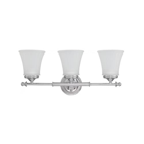 Nuvo 100W Teller Series Vanity Light w/ Frosted Etched Glass, 3 Light, Polished Chrome