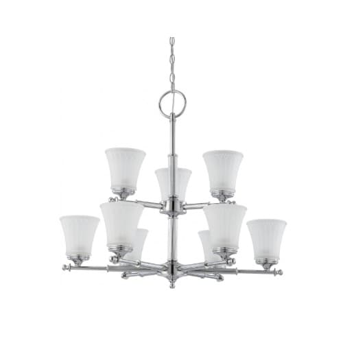 Nuvo 60W Teller Series Chandelier w/ Frosted Glass, 2 Tier, 9 Lights, Polished Chrome