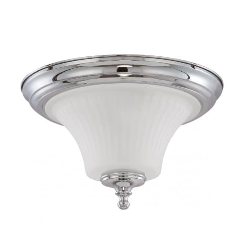 Nuvo 60W Teller LED Flush Dome Light w/ Frosted Etched Glass, 2 Light, Polished Chrome