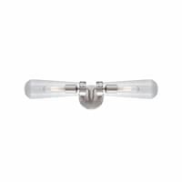 20W Beaker Series Wall Sconce w/ Clear Glass, 2 Lights, Brushed Nickel