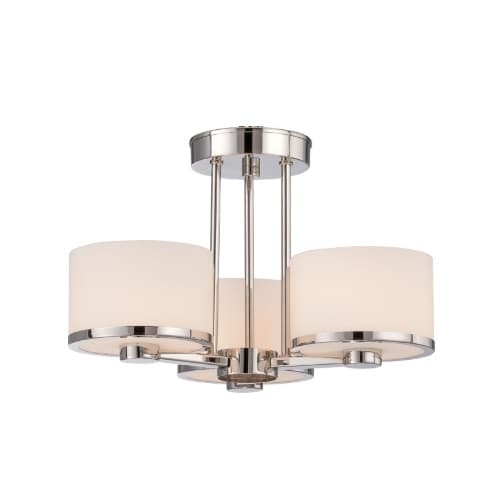 Nuvo 40W Celine Series Semi Flush Mount Ceiling Light w/ Satin Glass, 3 Lights, Nickel