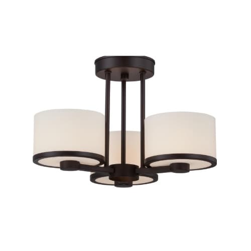 Nuvo 40W Celine Series Semi Flush Mount Ceiling Light w/ Satin Glass, 3 Lights, Bronze