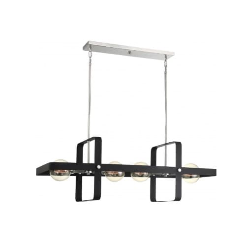 Nuvo 60W Prana Series Island Pendant Light, 4 Lights, Matte Black & Brushed Nickel