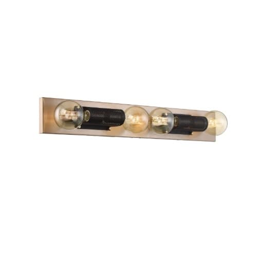 Nuvo 60W Passage Series Vanity Light, Copper Brushed Brass w/ Black Mesh