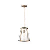 100W Bruge Series Pendant Light w/ Clear Glass, Burnished Brass