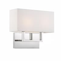 60W Tribeca Series Vanity Light w/ White Linen Shade, Polished Nickel