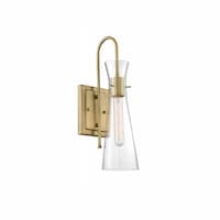 60W Bahari Series Wall Sconce w/ Clear Glass, Vintage Brass