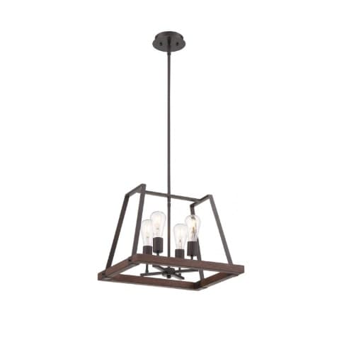 Nuvo 60W Outrigger Series Pendant Light, 4 Lights, Mahogany Bronze & Nutmeg Wood