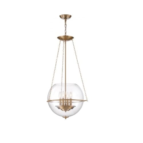 Nuvo 60W Odyssey Series Pendant Light w/ Clear Glass, 4 Lights, Vintage Brass