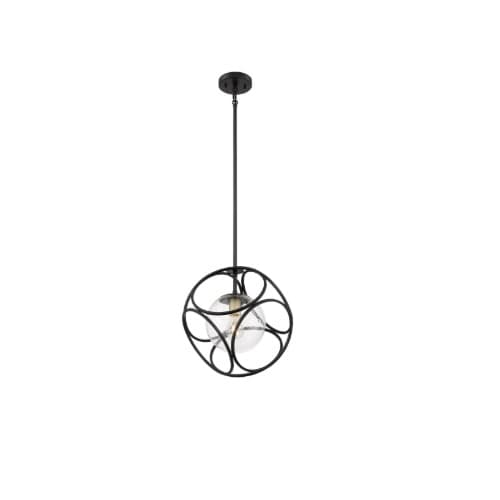 Nuvo 60W Aurora Series Mini Pendant Light w/ Seeded Glass, Black & Vintage Brass