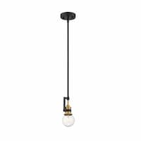 60W Intention Mini Pendant Fixture, 1 Light, Warm Brass and Black