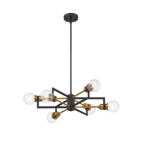 Nuvo 60W Intention Series Chandelier, 6 Lights, Warm Brass & Black