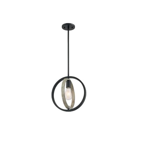 Nuvo 100W Augusta Series Mini Pendant Light, Black and Wood