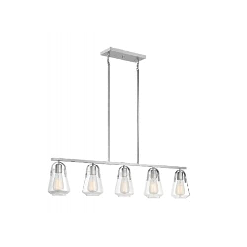 Nuvo 60W Skybridge Series Island Pendant Light w/ Clear Glass, 5 Lights, Brushed Nickel