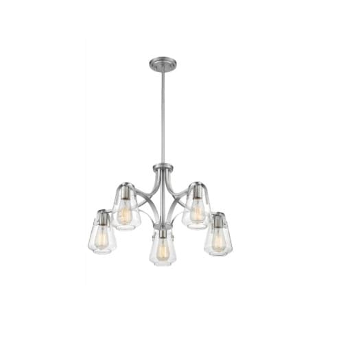 Nuvo 60W Skybridge Series Chandelier w/ Clear Glass, 5 Lights, Brushed Nickel