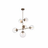 60W Sky Series Pendant Light w/ Clear Glass, Burnished Brass