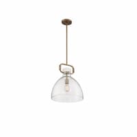 100W Teresa Series Bell Pendant Light w/ Clear Glass, Burnished Brass