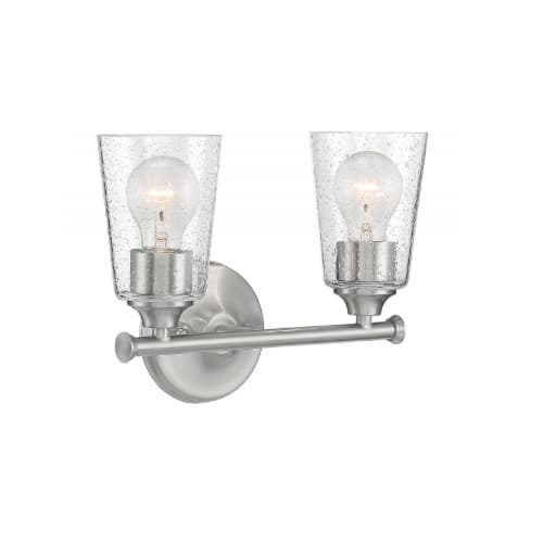 Nuvo 60W Bransel Series Vanity Light w/ Seeded Glass, 2 Lights, Brushed Nickel